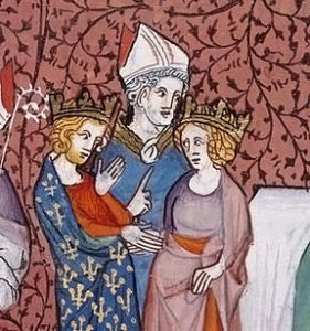 Mariage de Henri Ier avec Anne de Kiev (1051).
Enluminure française, v. 1335–40.
In : Chroniques de Saint-Denis (Grandes Chroniques de France).